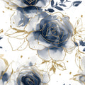 White Floral Peel and Stick Wallpaper 17.4in x 393in - Watercolor Blue