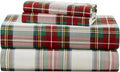 Comfort Spaces 100% Cotton Sheets King - Breathable Plaid 4 Piece