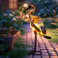 Solar Purple Heron Metal Crane Statue Garden Sculpture - 24 in