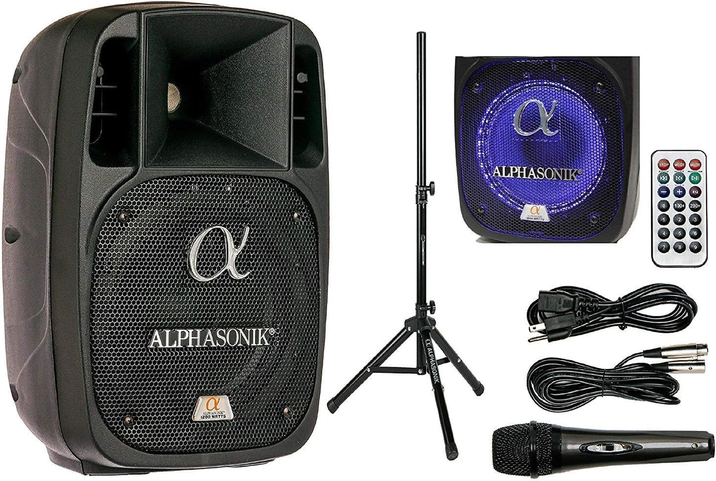 Alphasonik 8in Powered 1200W PRO DJ Amplified Loud Speaker
