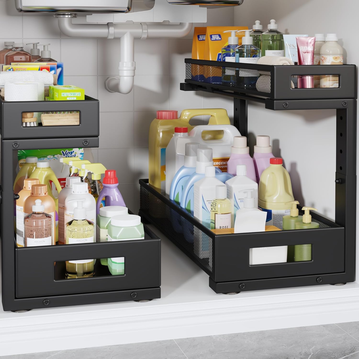 19IN Depth Under Sink Storage Organizer for Kitchen and Bathroom