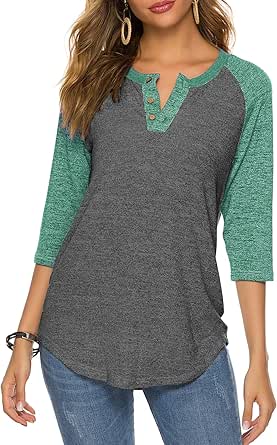 HOCOSIT Women's Raglan Round Neck Summer Tops for Comfort
