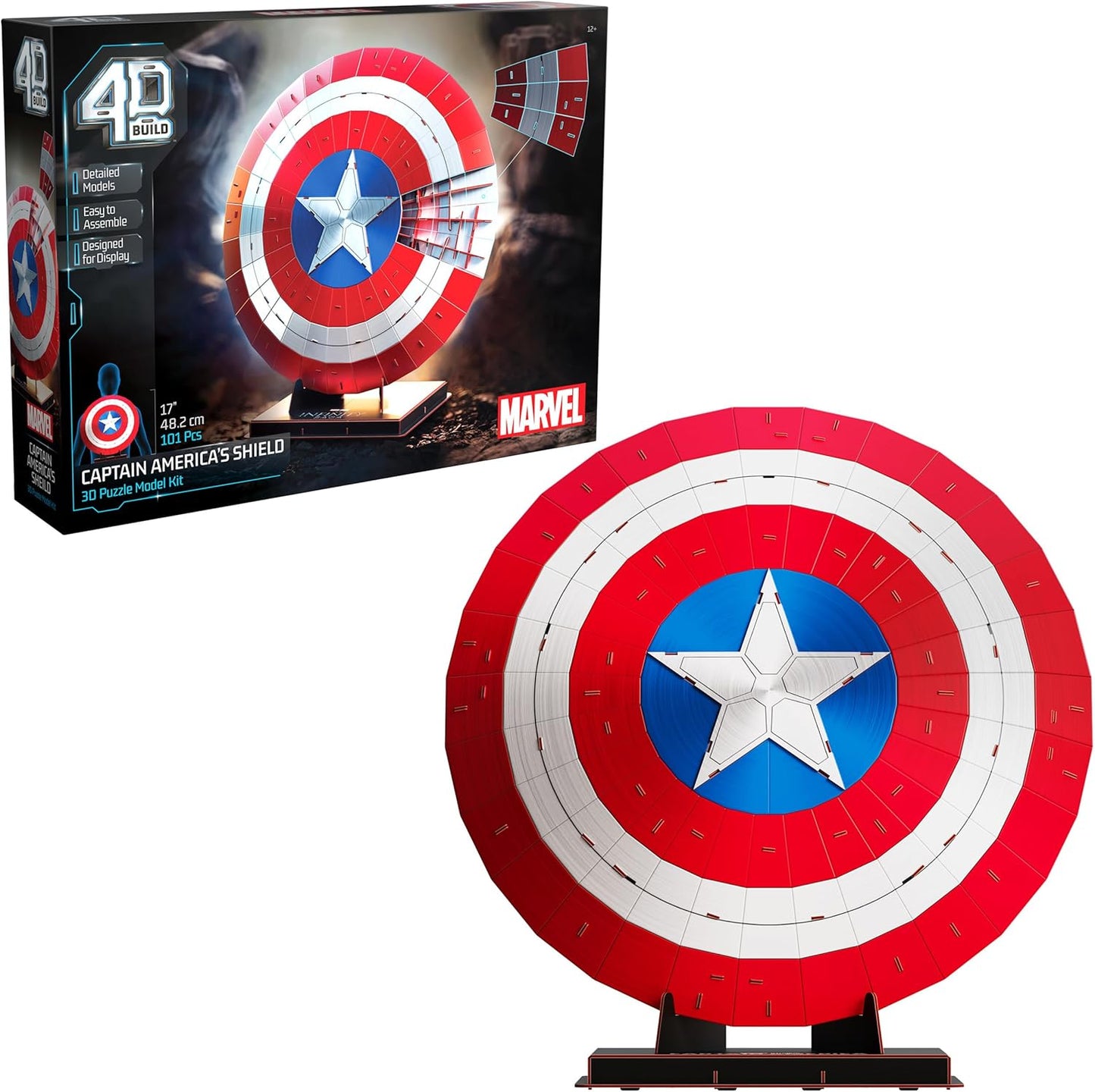 4D Build Marvel Captain America Shield 3D Model Kit for Adults
