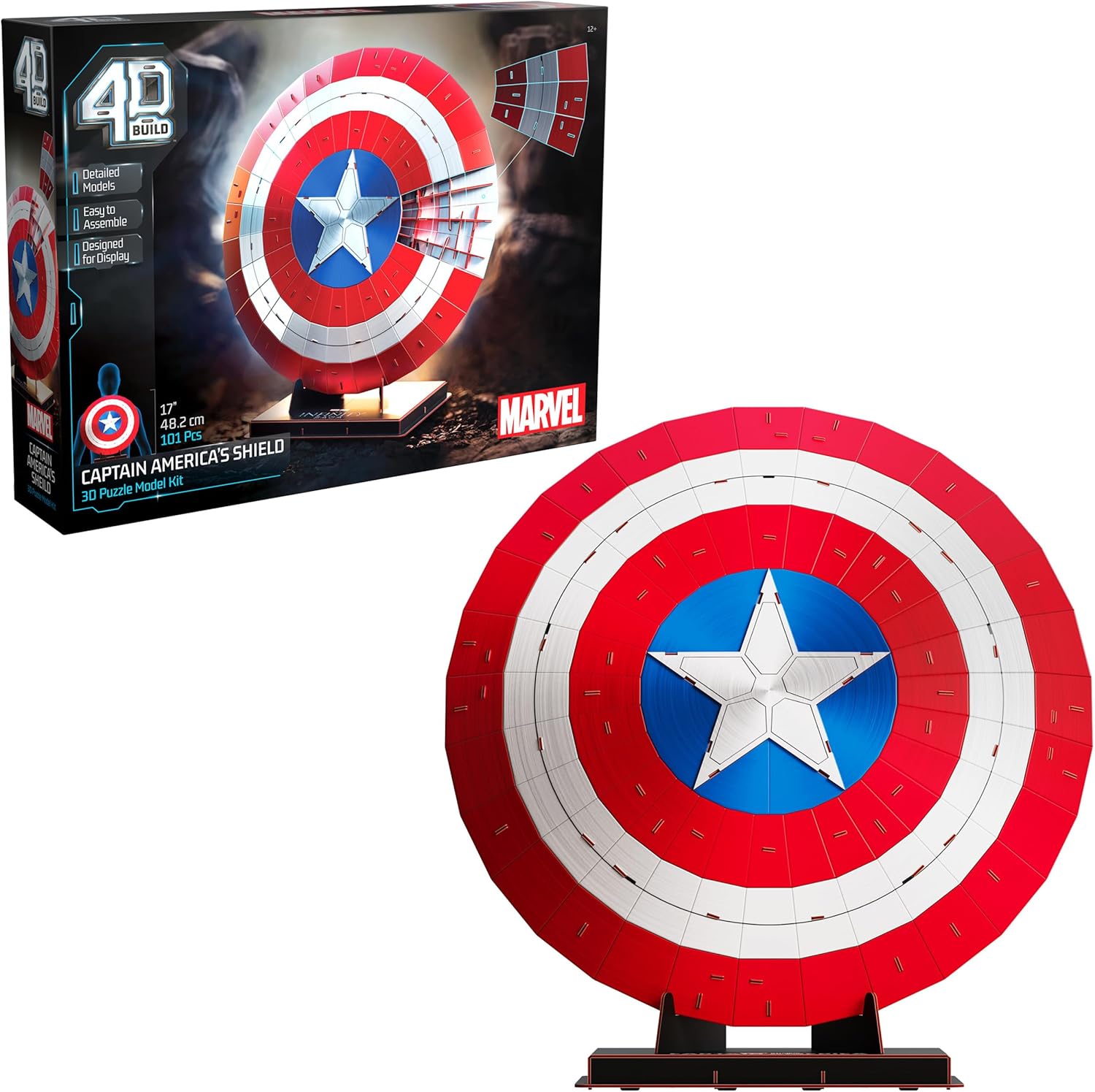 4D Build Marvel Captain America Shield 3D Model Kit for Adults