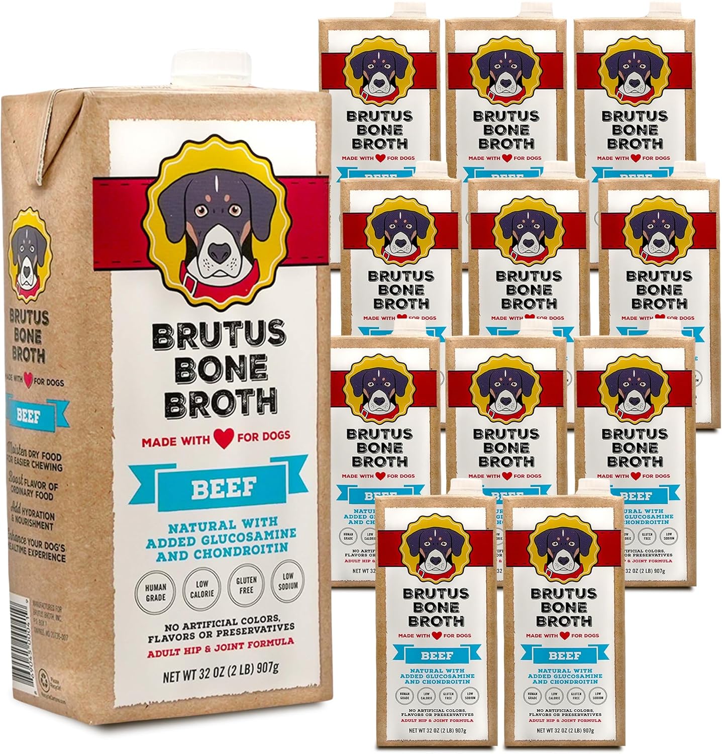 Brutus Beef Bone Broth for Dogs - All Natural Joint Support