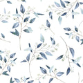 Blue Leaf Contact Paper 17.5in x 393in Boho Leaf Wallpaper - Peel