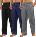 3 Pack Mens Cotton Pajama Pants - Lightweight Soft Sleep Bottoms Men's