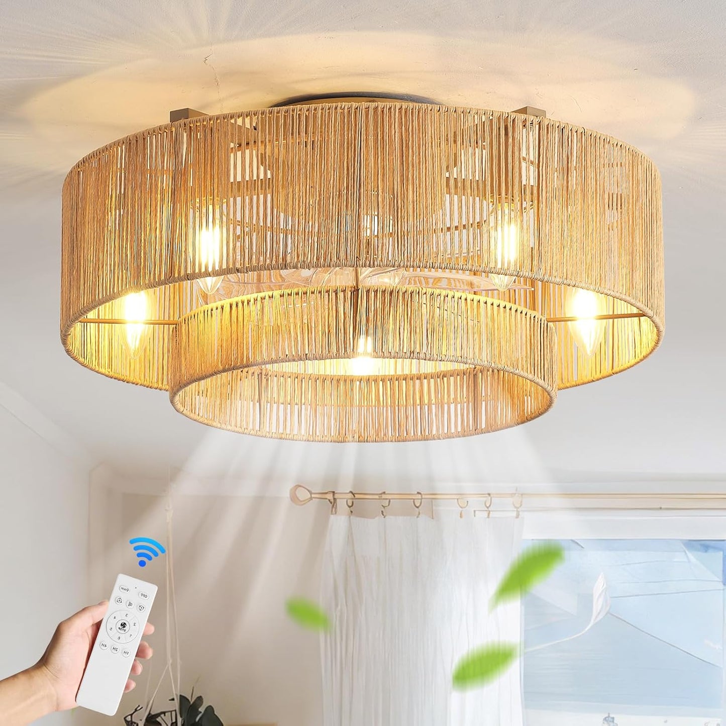 20 Inch Boho Caged Ceiling Fan with Lights for Any Room