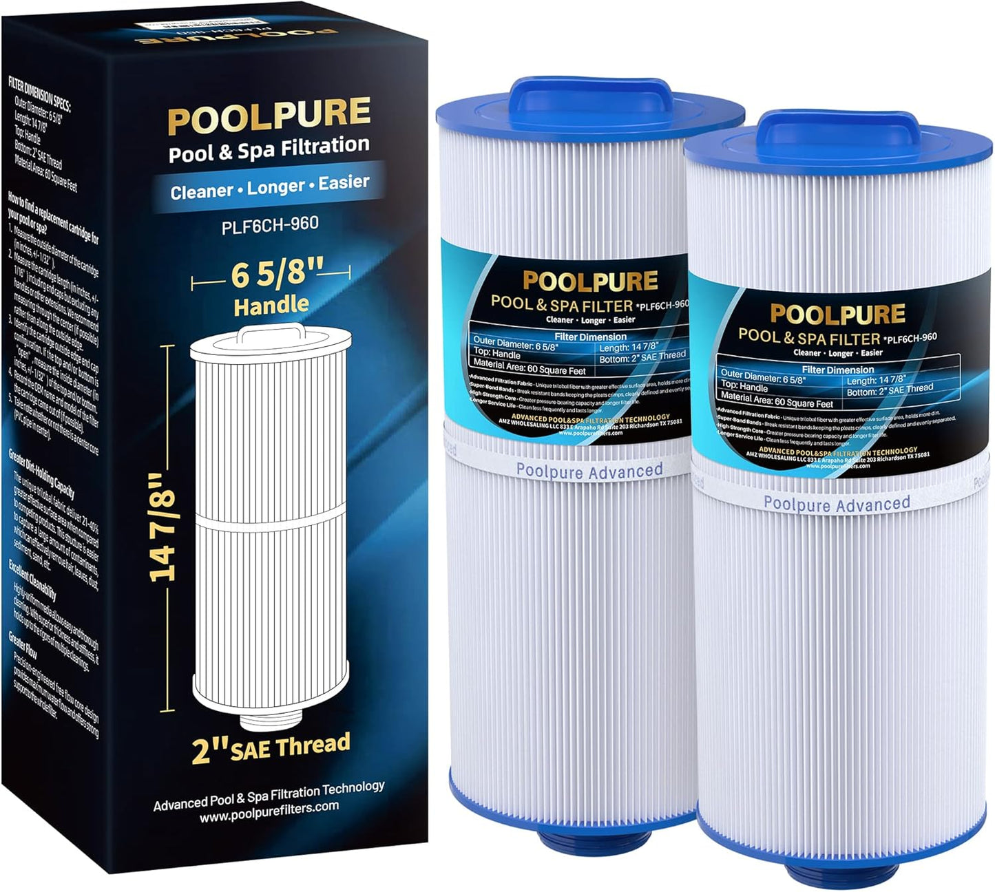 POOLPURE PLF6CH-960 Spa Filter for J-300 and J-400 Models