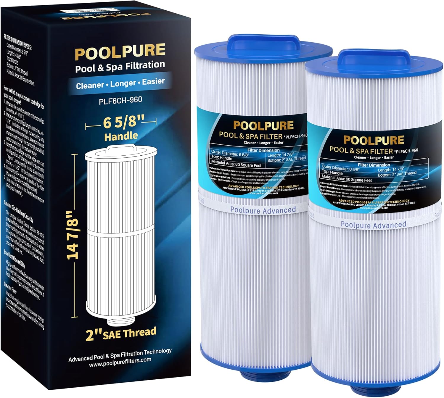 POOLPURE PLF6CH-960 Spa Filter for J-300 and J-400 Models