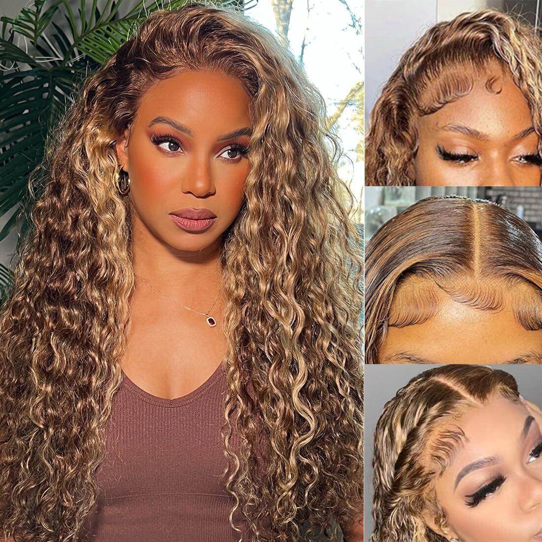 Ombre Honey Blonde 13x6 HD Transparent Water Wave Lace Front Wigs