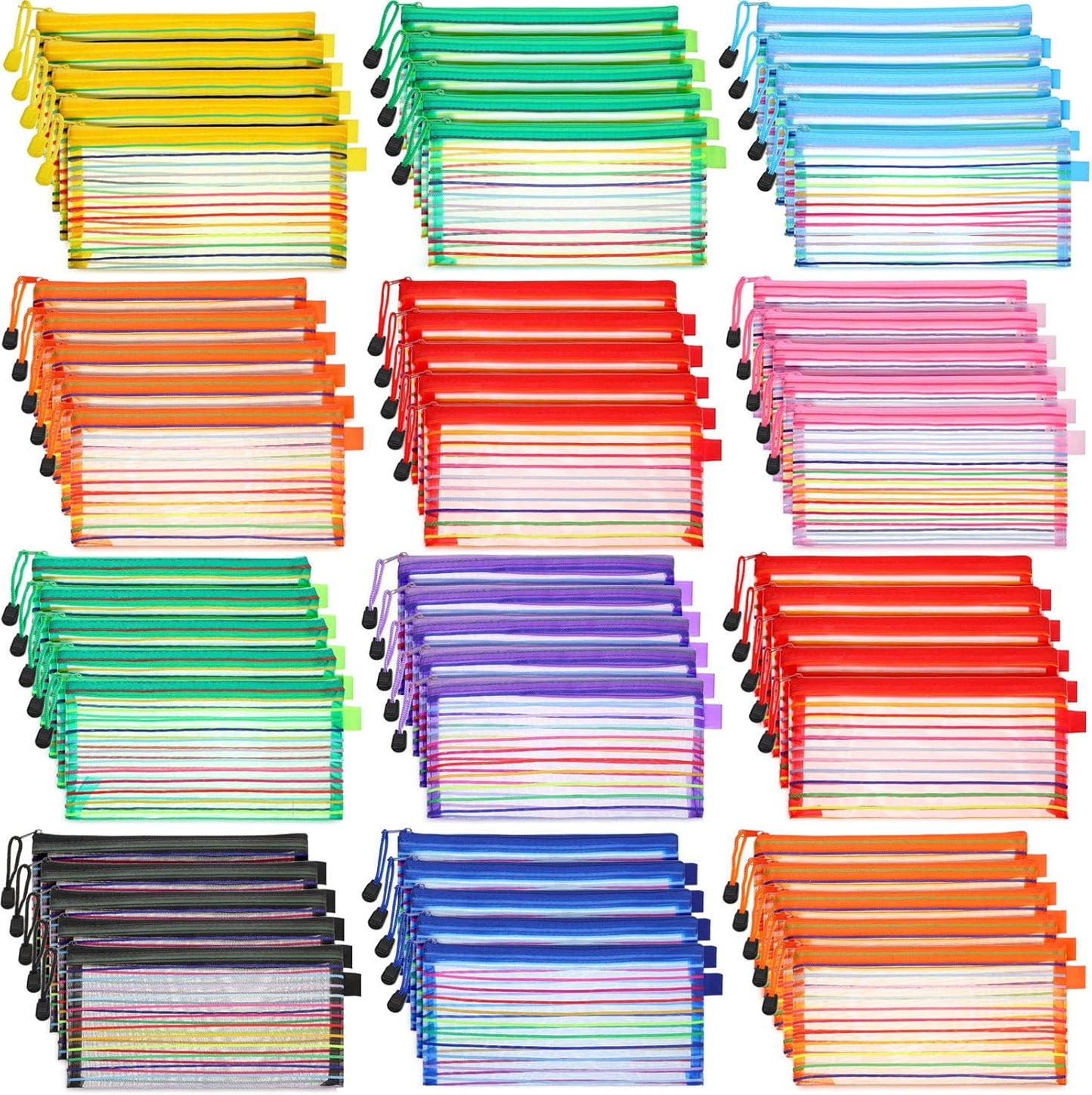 80 Pcs Mesh Zipper Pouch for School, Office, and Travel Use