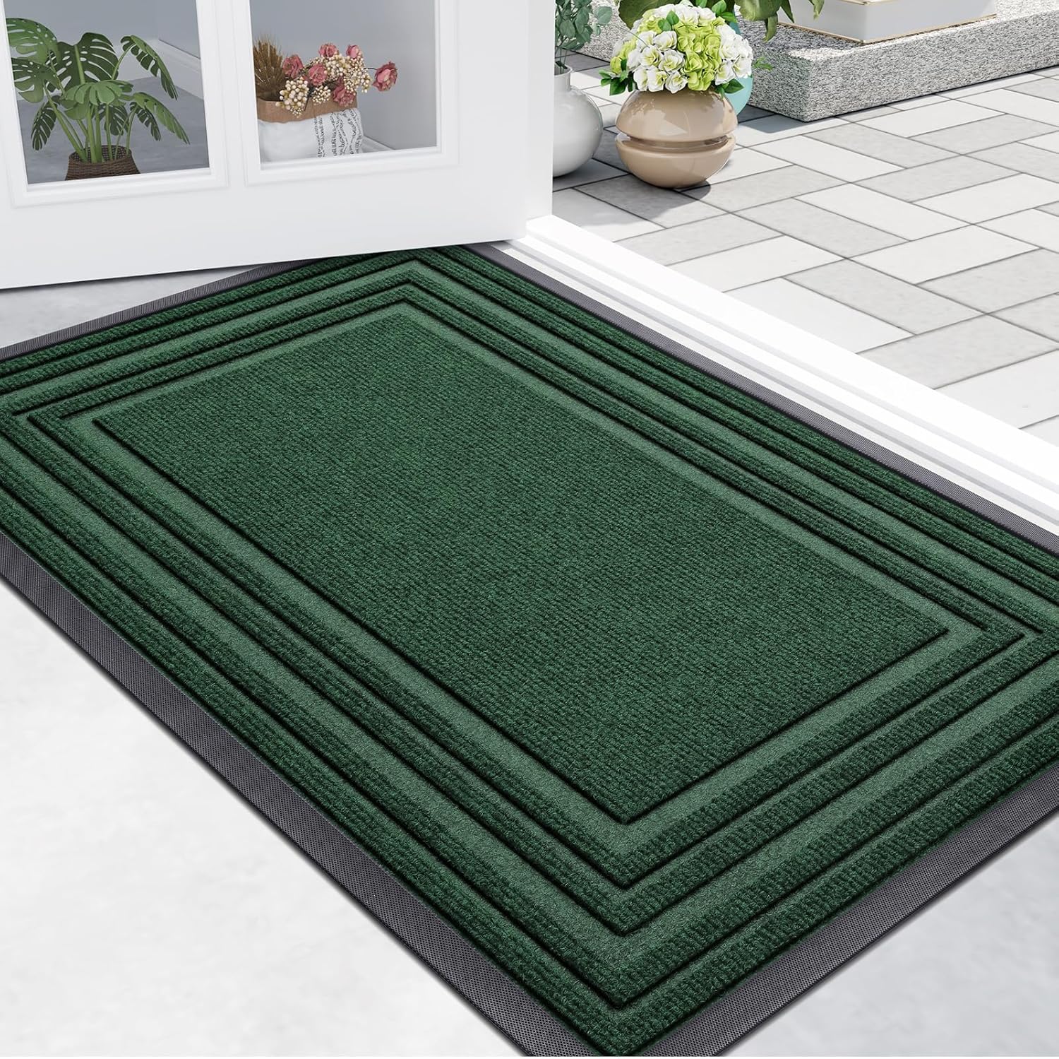 Buganda Front Door Mat Non-Slip Natural Rubber Doormat 36x24