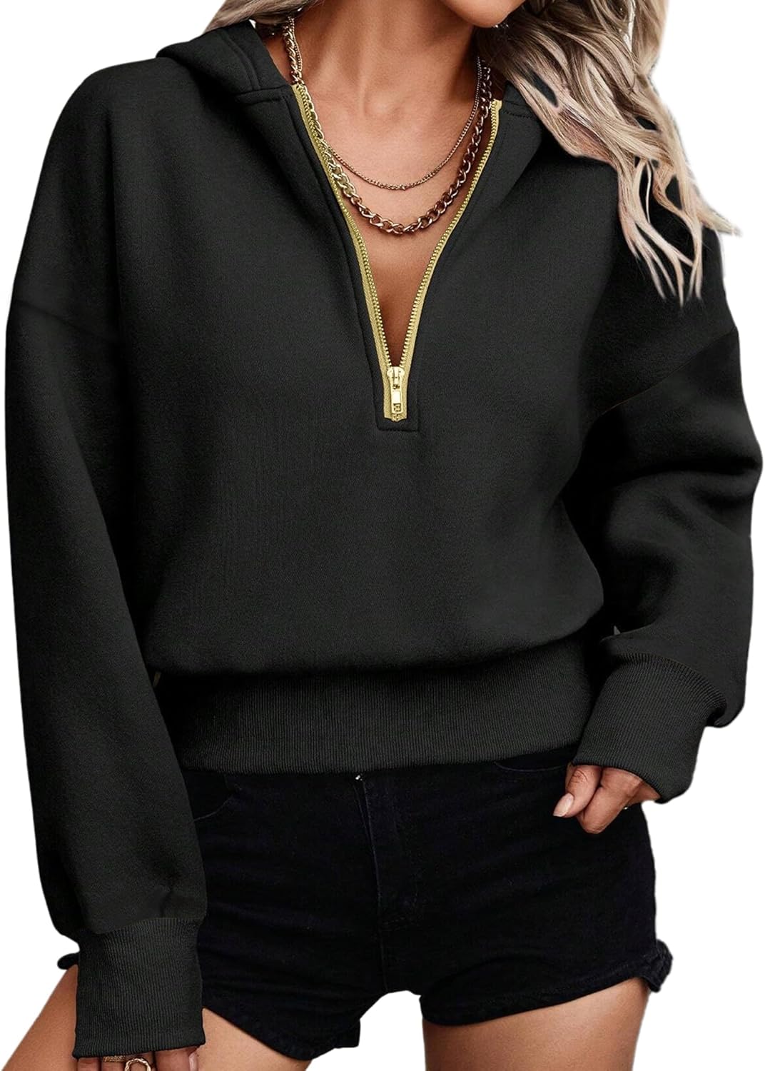 Chic Crop: LovelyWholesale Zip Pullover Hoodie
