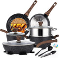Ceramic Cookware Set 14-Piece Nonstick Pots and Pans - Healthy