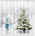 Festive Snowman Shower Curtain Set - 72X72 Bathroom Decor