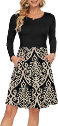 AUSELILY Women's Long Sleeve Fall Dress with Pockets 2025 New