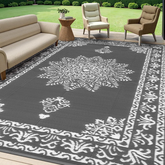 Yamaziot Outdoor Rug 8x10 Ft - Stylish Waterproof Patio Mat