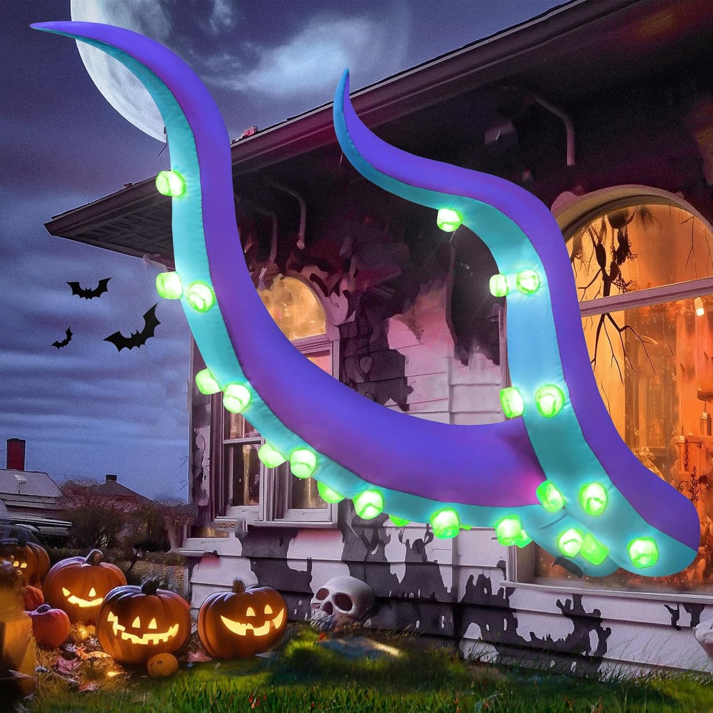 7FT Halloween Inflatable Purple Octopus Tentacles for Decor