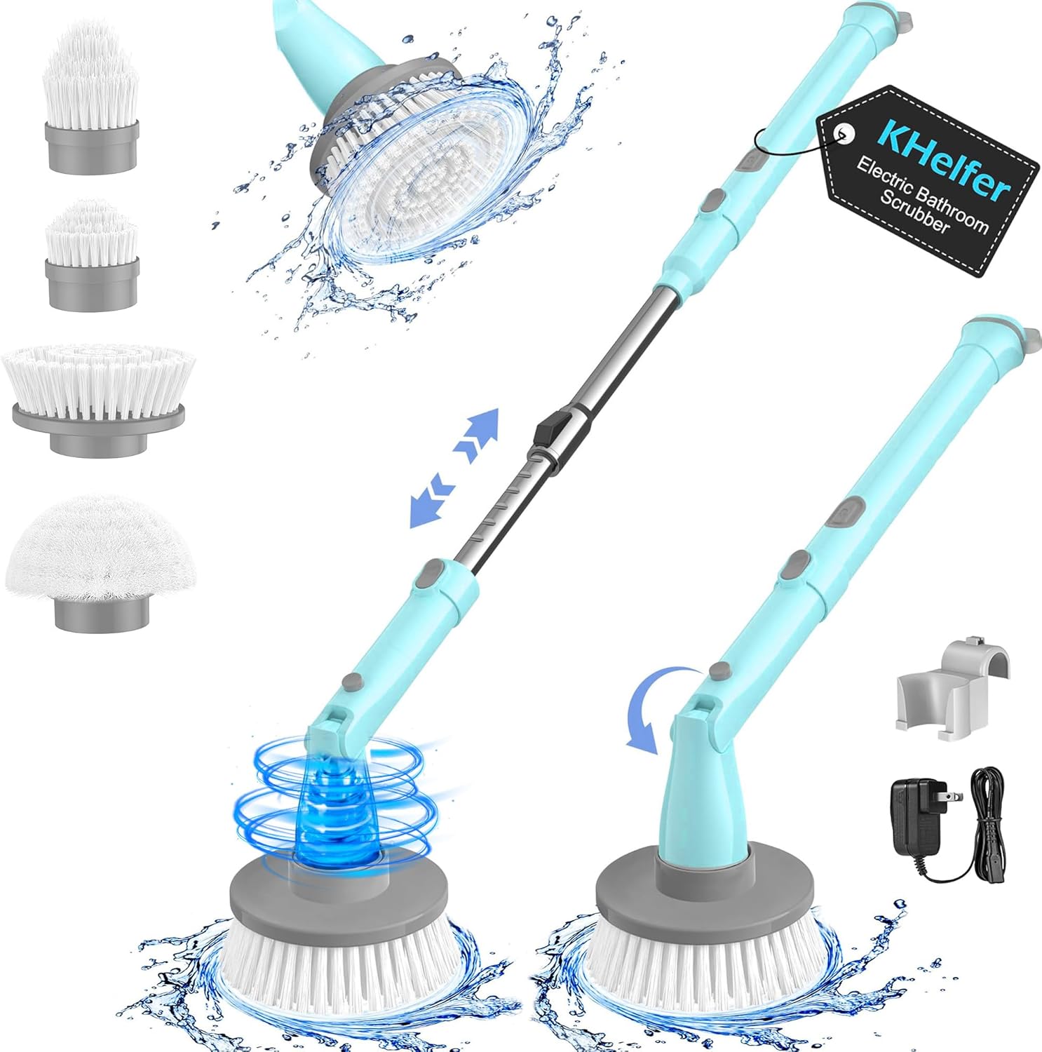 kHelfer Electric Spin Scrubber: Cordless Shower Cleaning Brush