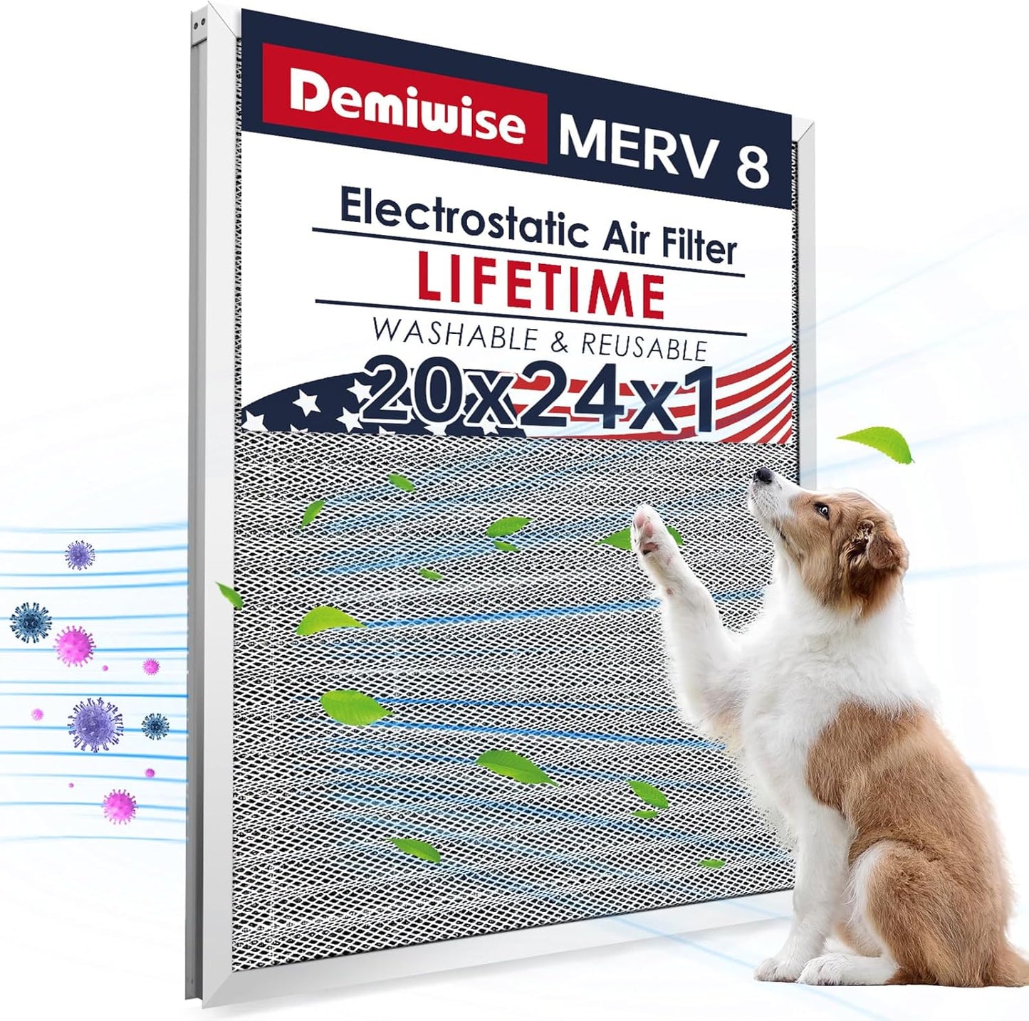 20x24x1 Electrostatic Air Filter for HVAC Systems - MERV 8