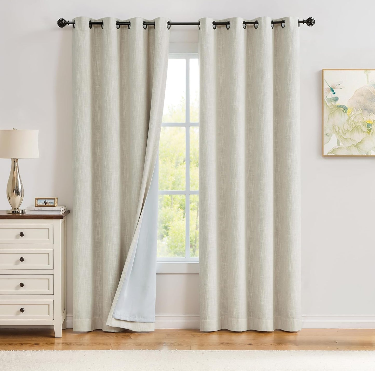 Beige Solid Full Blackout Curtain for Bedroom and Living Room
