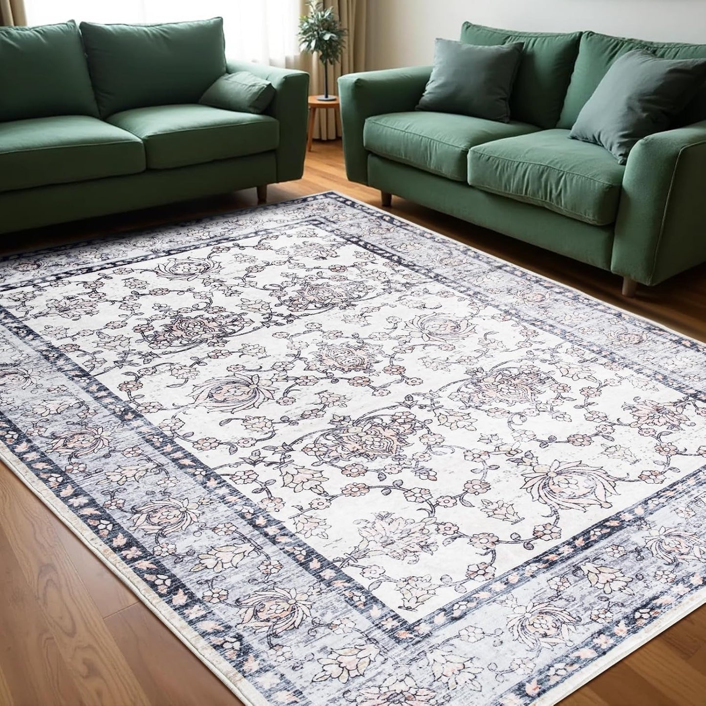 Area Rug for Living Room, 8x10 Machine Washable Faux Wool