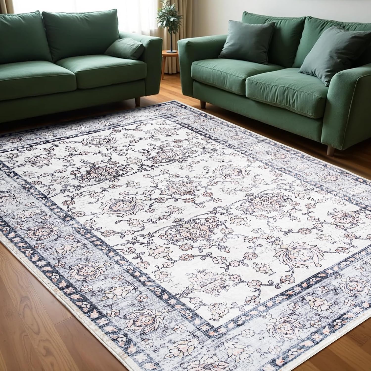 Area Rug for Living Room, 8x10 Machine Washable Faux Wool