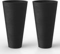 Kante Tall Round Planter Set of 2, 23 in H - Minimalist Black Planters