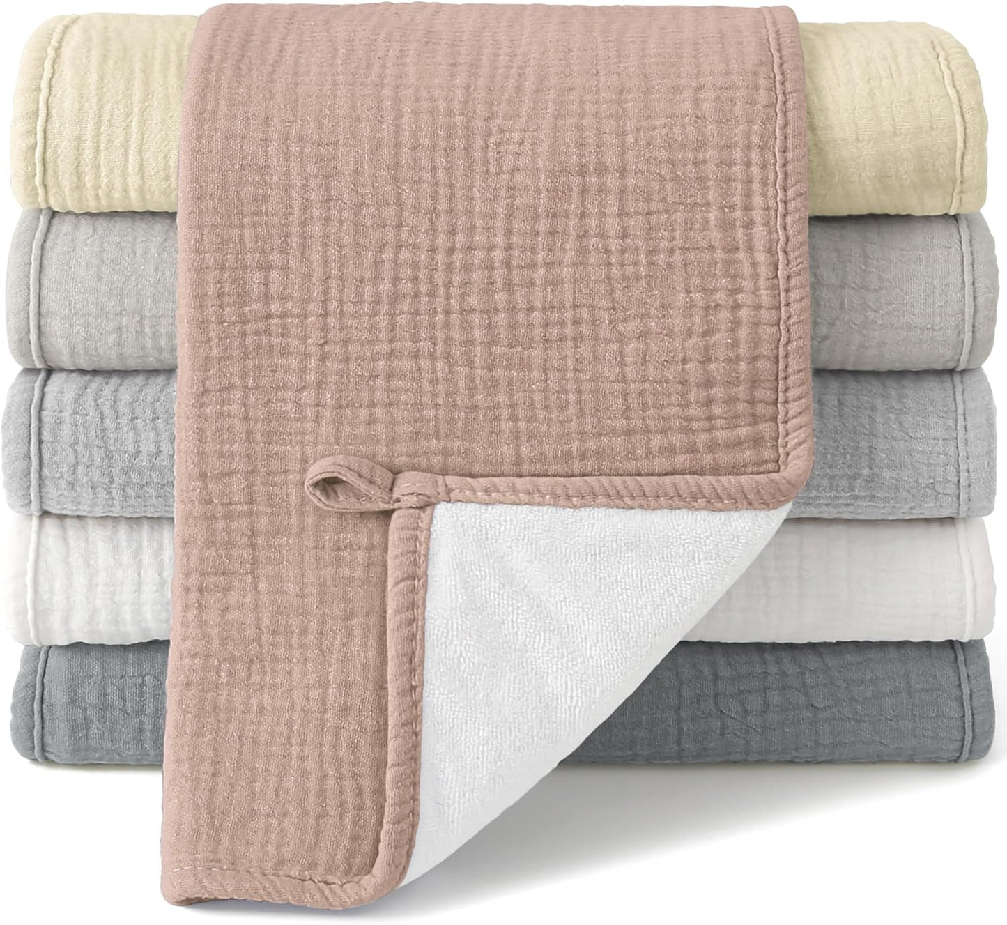 Extra Soft 100% Cotton Burp Cloths Set (6 Pack)