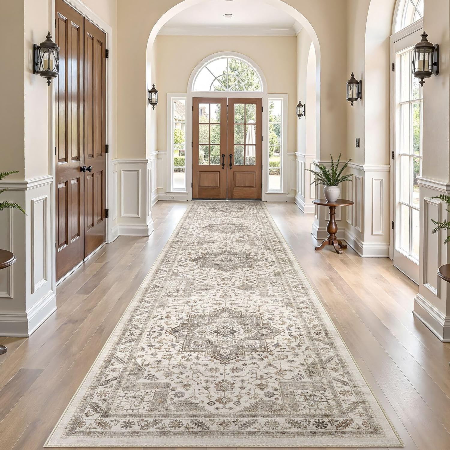 Vintage Hallway Runner Rug: Soft Washable Non-Slip Entryway Rug
