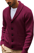 Mens Shawl Collar Cardigan Sweaters Knit Textured Button Down Cardigan