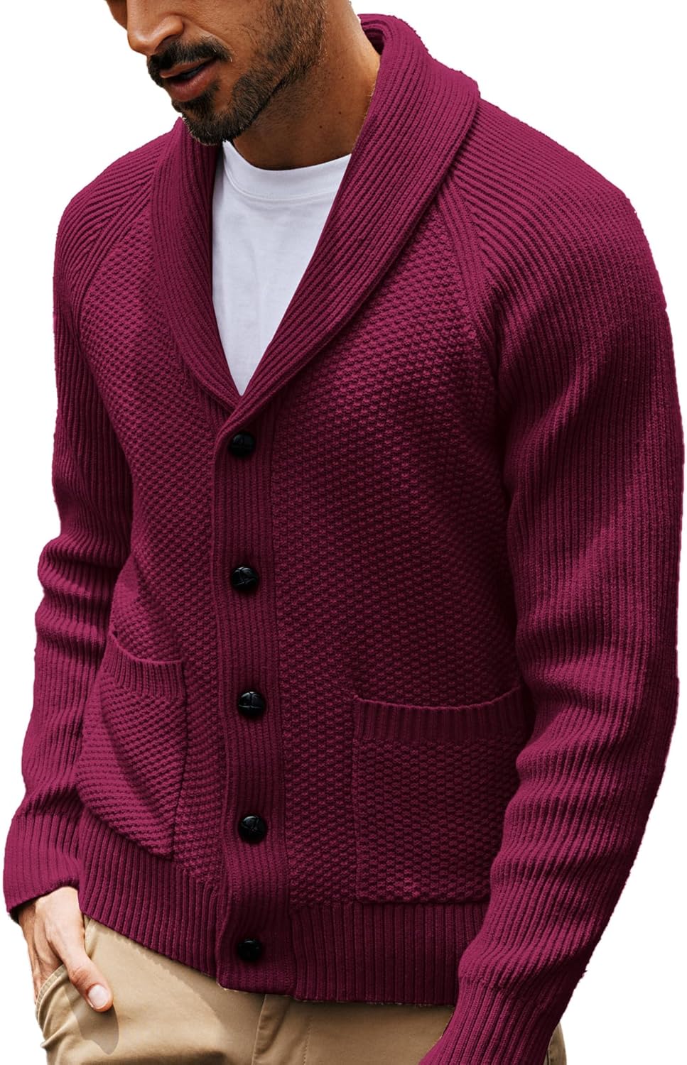 PJ PAUL JONES Mens Shawl Collar Cardigan for Stylish Comfort