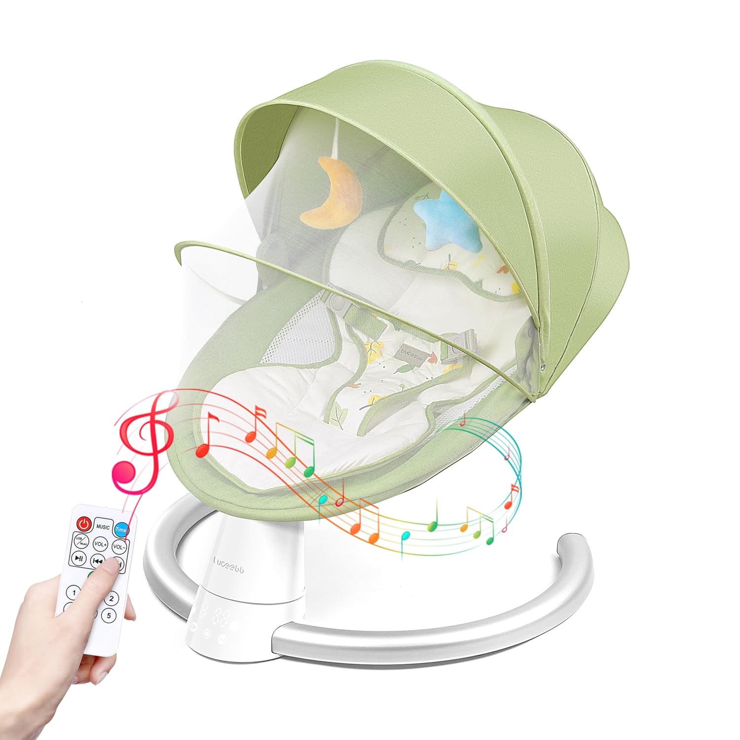 Portable Baby Swing: Bluetooth, 5 Speeds, 10 Lullabies!
