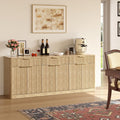 67in Fluted Oak Sideboard Buffet Cabinet - Modern Storage Credenza