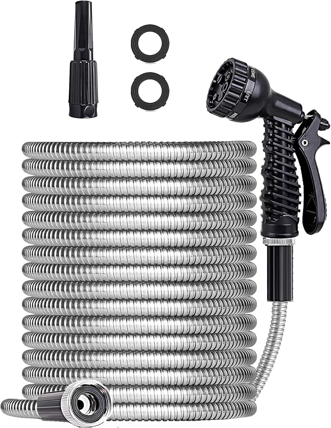 Metal Garden Hose 50FT - Heavy Duty, Flexible, Never Kink