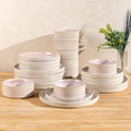 Ceramic Dinnerware Set for 8, 24 Pieces - Handcrafted Primrose Pink