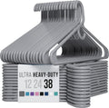 Ultra Heavy Duty Plastic Clothes Hangers - Grey - Durable Thick Coat