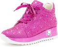 Women's Glitter High Top Platform Wedge Sneakers - Rhinestone Sparkle
