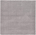 Unique Loom Solid Shag Area Rug 8 ft Square - Plush Cloud Gray