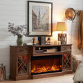 70'' Electric Fireplace TV Stand, Stylish Glass Storage