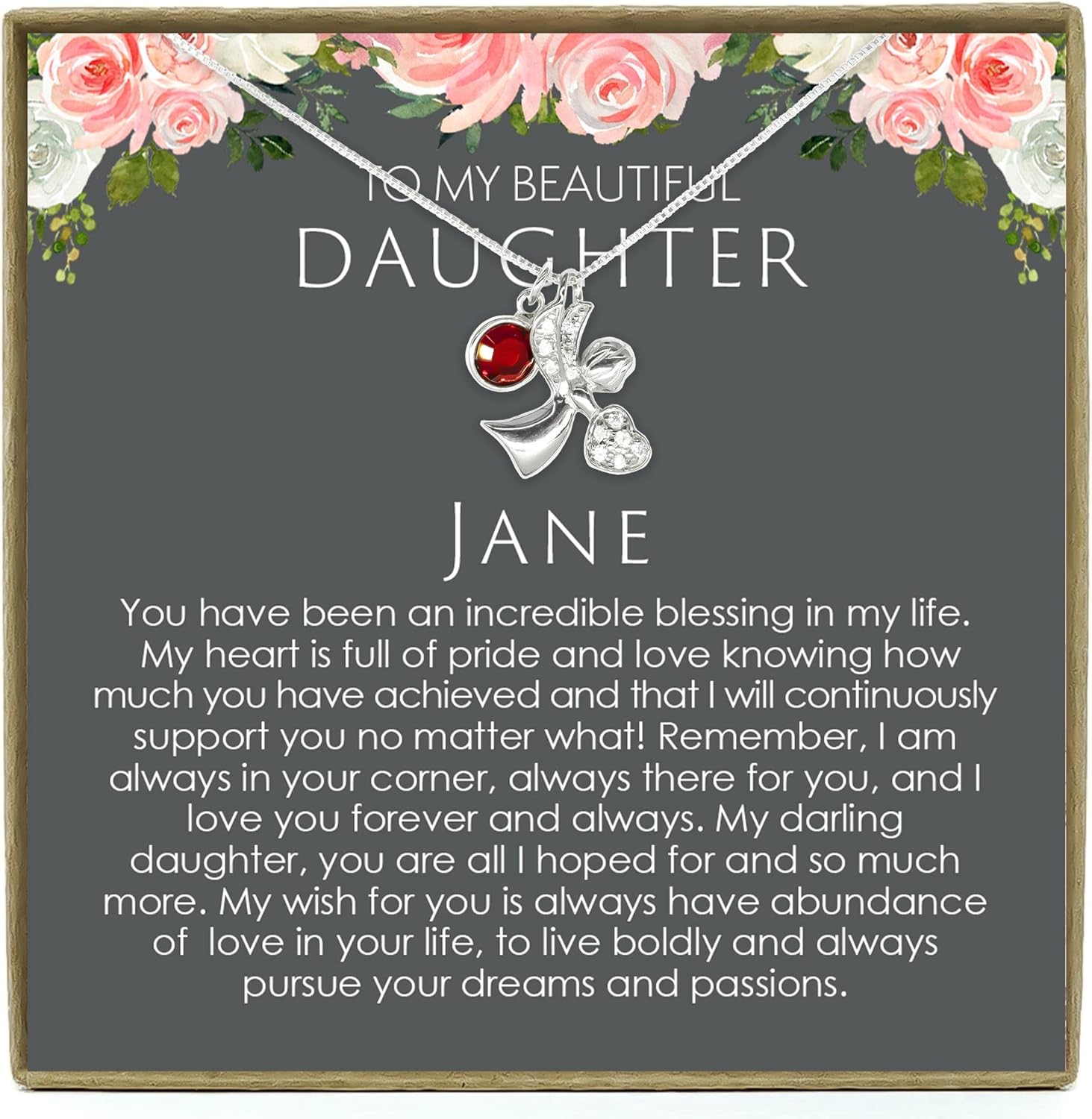 Personalized Birthstone Necklace Gift for Daughter from Mom