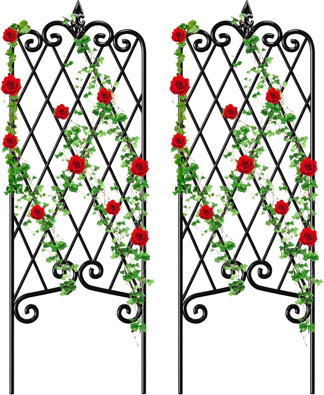 Black Garden Trellis for Climbing Plants - 2 Pack Durable Design