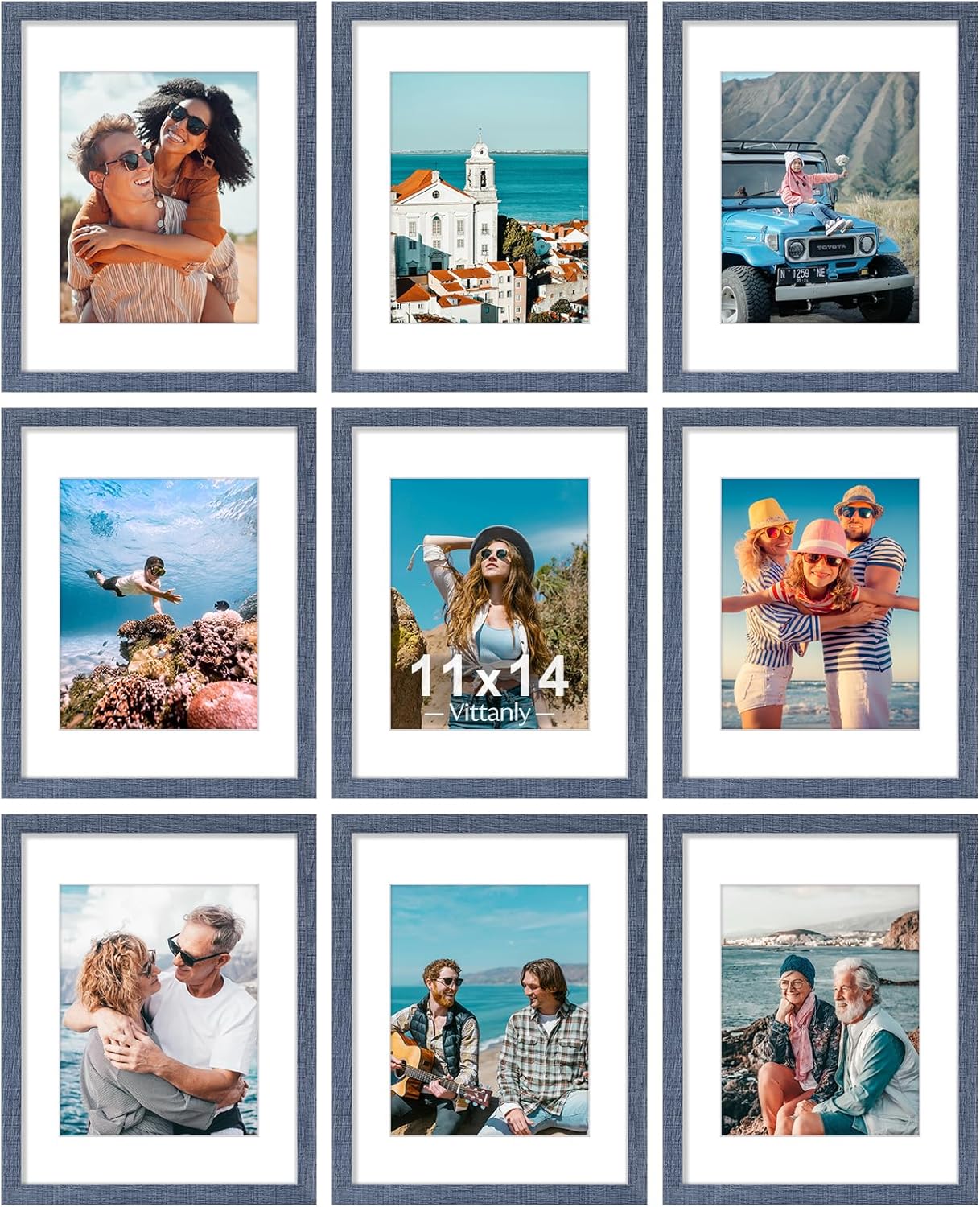 Vittanly 11x14 Picture Frames Set of 9 for Wall or Tabletop
