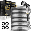 Lefree Garden Hose 100ft Metal Hose with 10-Function Nozzle - No Kinks