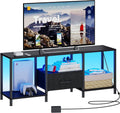 TV Stand with LED Lights and Fabric Drawer - Media Console for 55 in