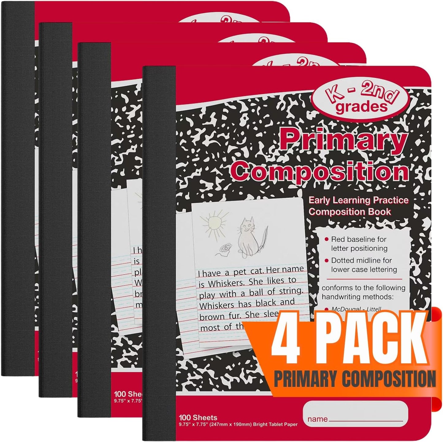 1InTheOffice Primary Composition Notebook 4-Pack - Ideal for K-2 Students!