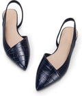 Women's Pointed Toe Slingback Mules - Snakeskin Print Flats