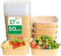 17 oz Disposable Bowls Kraft Square Salad Bowls - Meal Prep