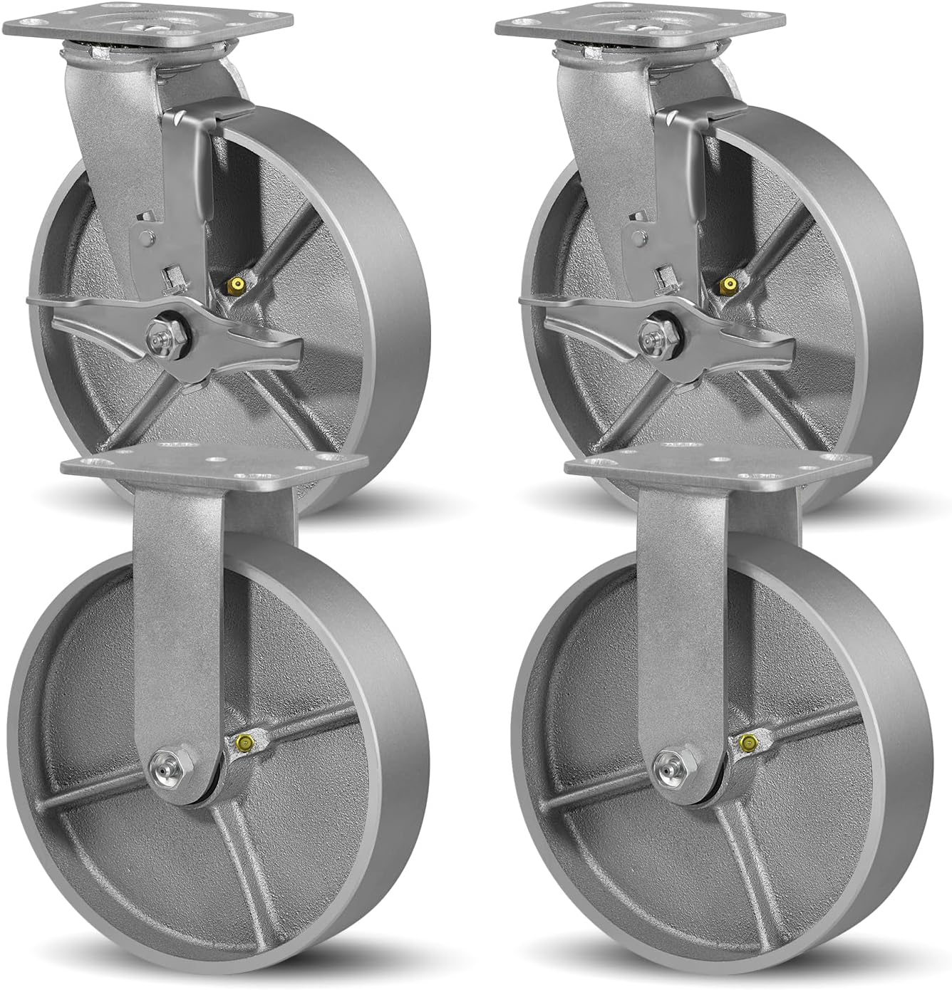 8 Inch Heavy Duty Cast Iron Caster Wheels for Industrial Use